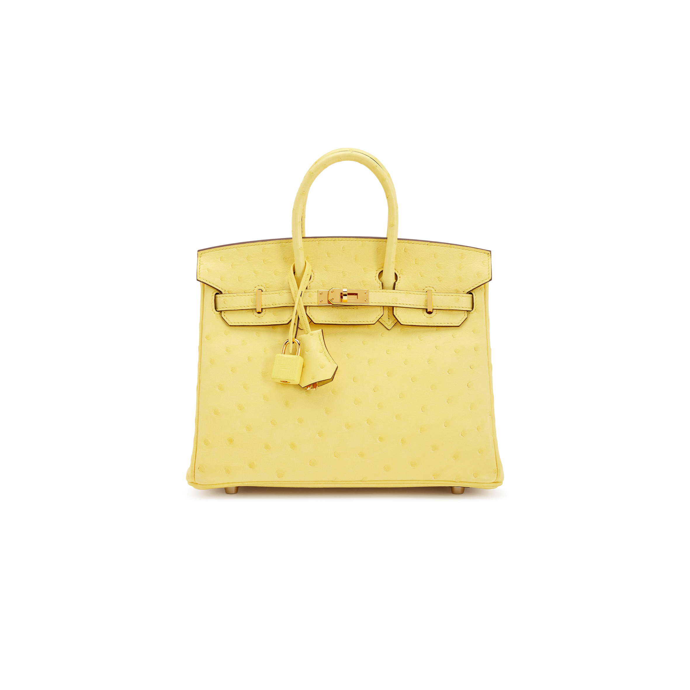 H**mes master birkin 25 ostrich goose egg yolk gold buckle h041944ck80 (25*20*13cm)